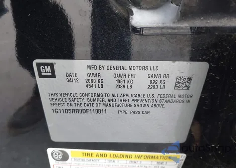 2013 Chevrolet Malibu Eco z USA, uszkodzony, nr VIN 1G11D5RR0DF110811